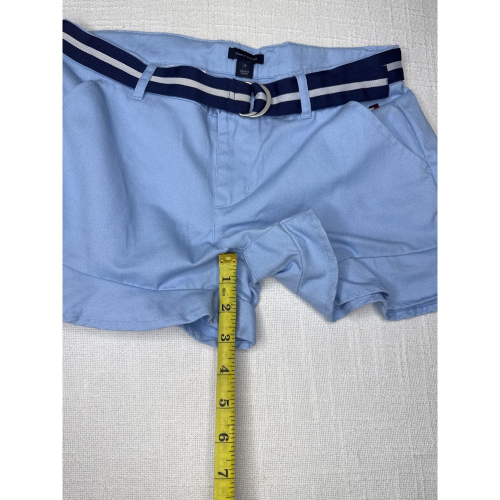Tommy Hilfiger Ruffle Shorts Girls 14 Blue Cotton Belted Preppy School Uniform - Picture 5 of 10